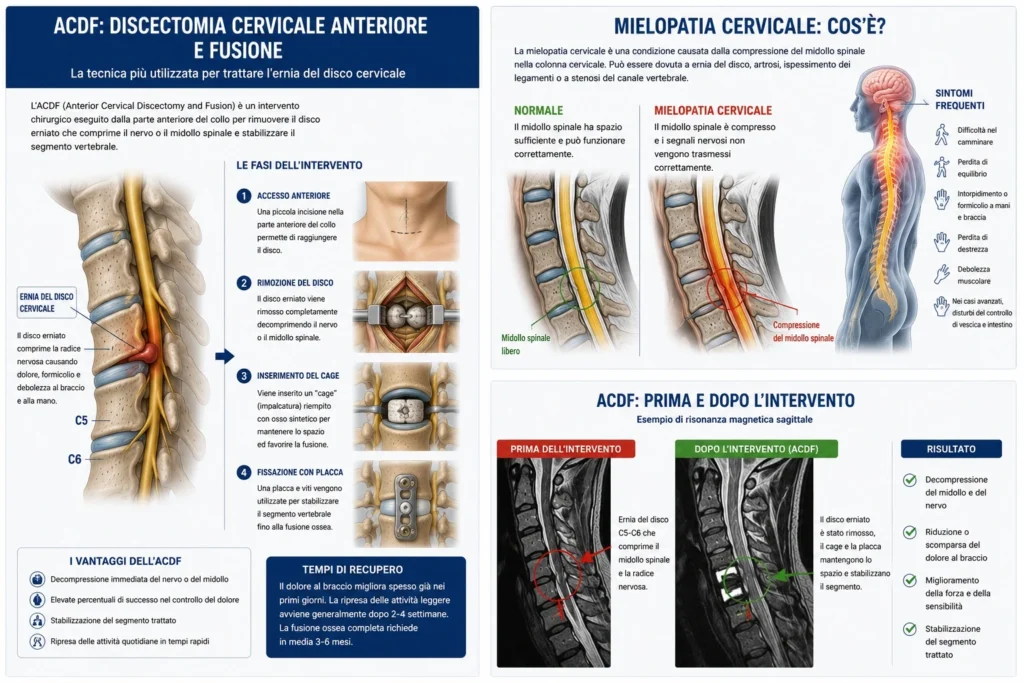 Ernia del disco cervicale infografica